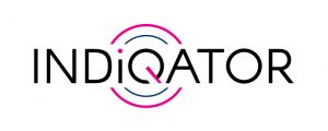 Indiqator Solutions logo with pink and blue circles icon around iQ of company name